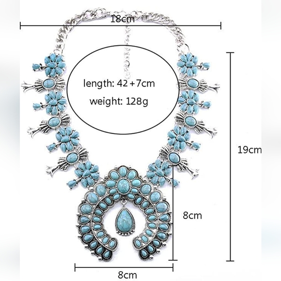 Lovage Bohemian Howlite Stone Squash Blossom Necklace - Picture 6 of 8